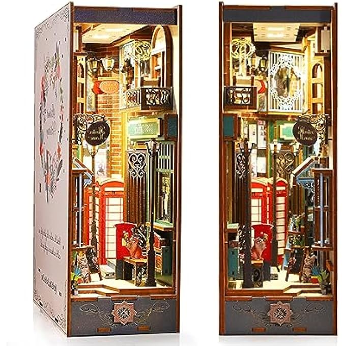 DIY BOOK NOOK KITS, ASSEMBLE 3D WOODEN PUZZLES BOOKSHELF INSERT WITH LED LIGHT, BOOKNOOK KITS BOOK DECOR GIFTS FOR TEENS ADULTS - Image 1